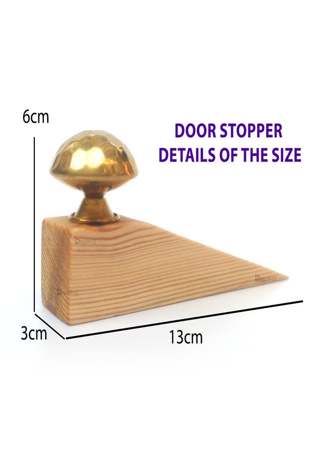 Bnospace Door Stopper Wedge with Golden Hammered Knob | Non-Slip Wooden Door Stop Protector Wedges for All Surfaces Home & Office | Eco Friendly Doorstops Pack of 1 - Image 5
